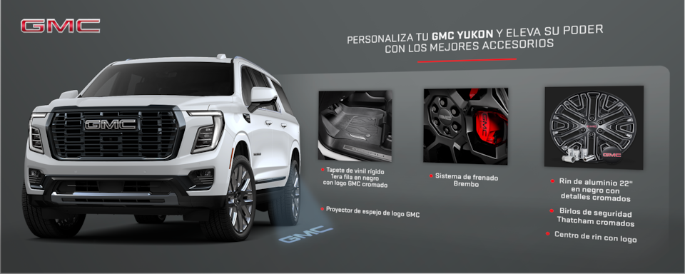 Personaliza tu nueva GMC Yukon con la amplia gama de accesorios para elevar el poder de tu camioneta grande premium.