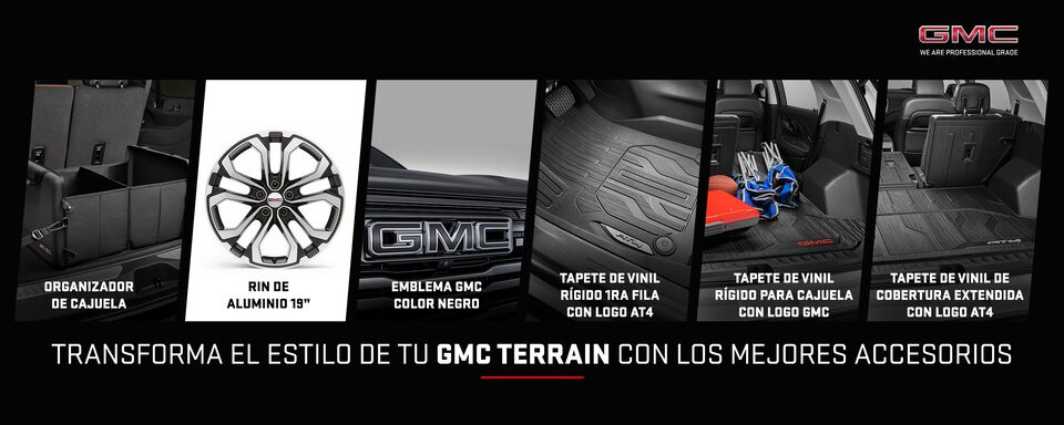 Personaliza tu GMC Acadia con todos los accesorios disponibles para esta SUV premium: Barras de techo, cargador inalámbrico, emblema GMC color negro y más.