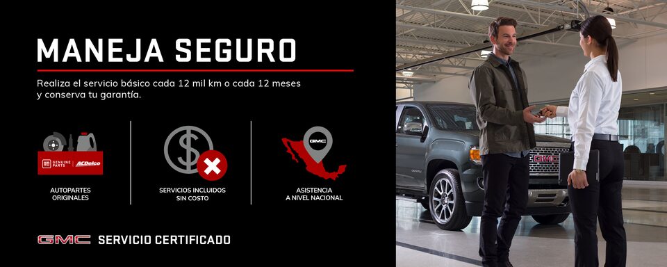 Con GMC Servicio Certificado maneja más seguro con autopartes originales, asistencia a nivel nacional y más. ¡Realiza el servicio básico a tu vehículo cada 12,000 kilómetros o cada 12 meses y conserva su garantía!