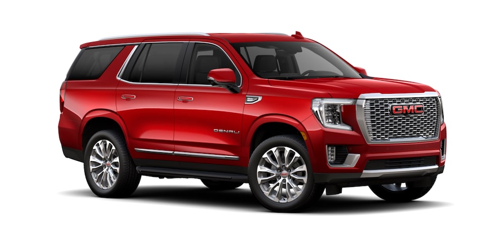 GMC Yukon 2023, camioneta lujosa en color Radiant Red