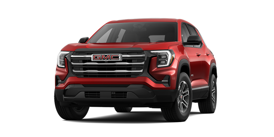 Nueva GMC Terrain 2026, camioneta SUV premium versión AT4 color Radiant Red Metallic