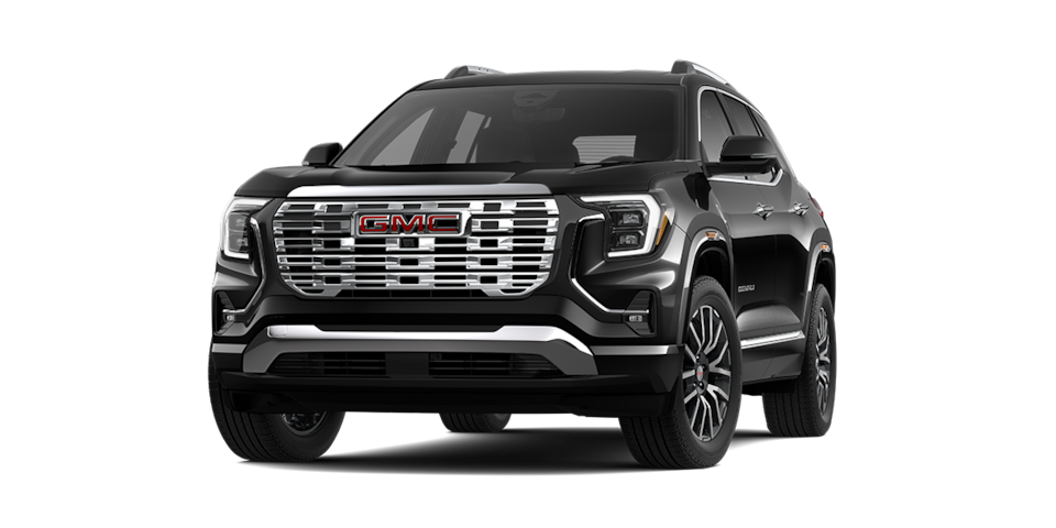 Nueva GMC Terrain 2026, camioneta SUV premium versión Denali color Black Meet Keetle Metallic