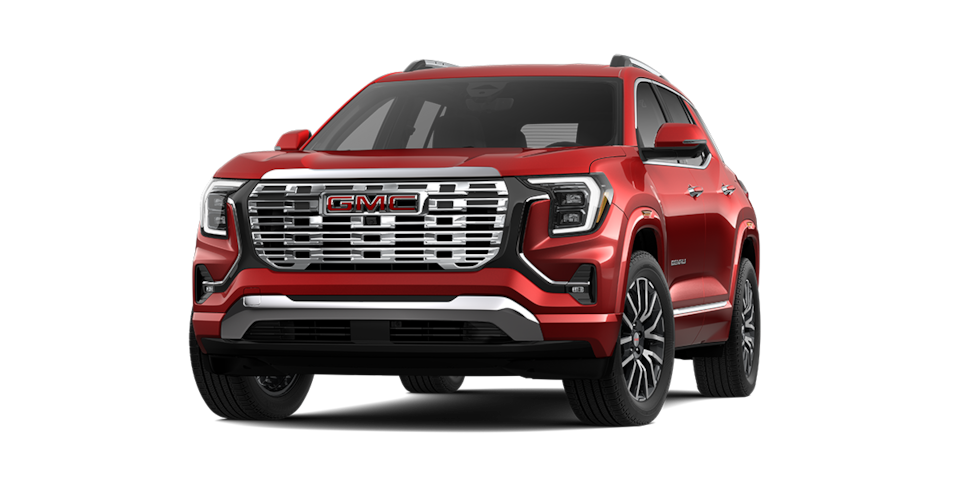 Nueva GMC Terrain 2026, camioneta SUV premium versión Denali color Radiant Red Metallic