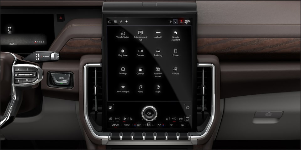 Pantalla táctil a color de 16.8 pulgadas HD en consola central de GMC Yukon 2026