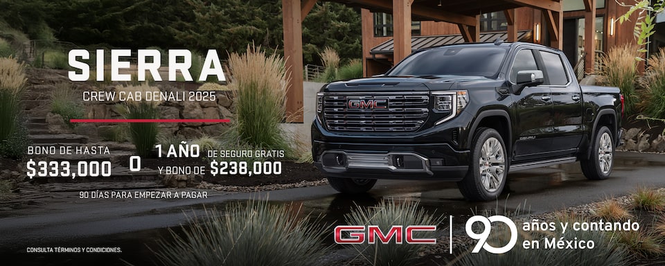 GMC Sierra Denali Crew Cab destaca en diseño, potencia y tecnología para que tengas el control total del camino. 