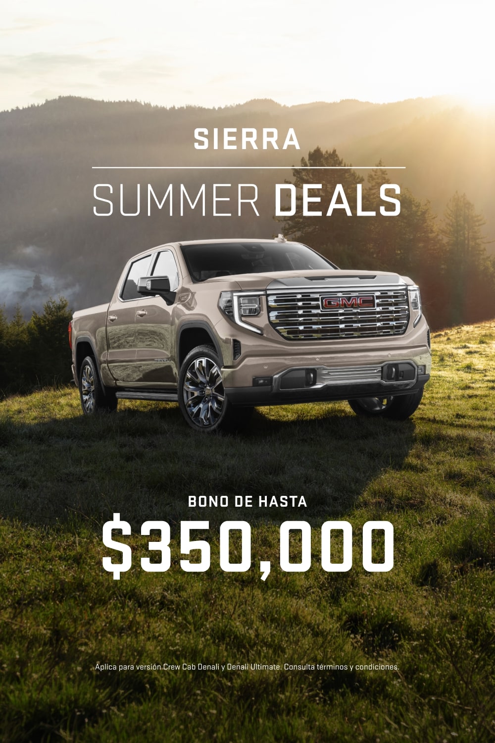 Estrena tu GMC Sierra en Summer Deals: Bono de $200,000, 0% comisión por apertura y 1 año de seguro incluido