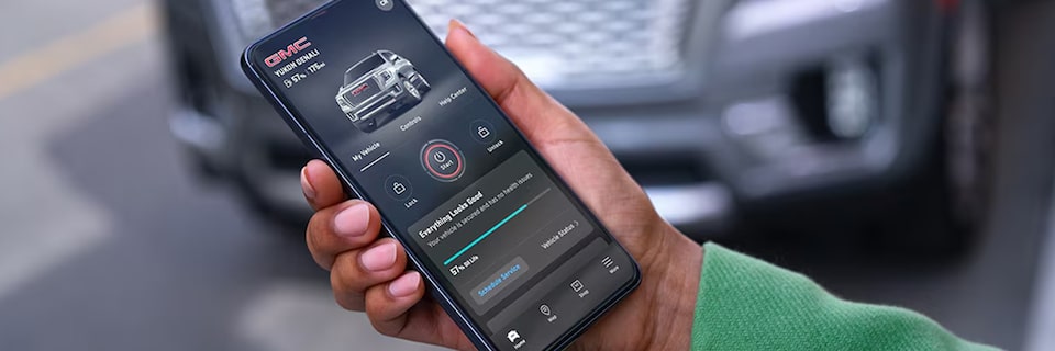 App de OnStar para GMC con recordatorios de servicio y mantenimiento del vehículo.
