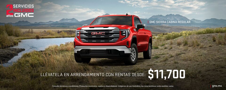 Estrena tu pickup 4x4 premium GMC Sierra Cabina Regular y llévatela en arrendamiento con rentas de $11,700