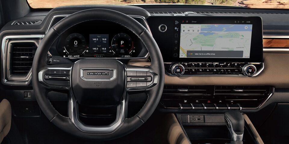 Pantalla de infoentretenimiento de 11.3 pulgadas diagonales en tu GMC Canyon 2023, incluye Google integrado