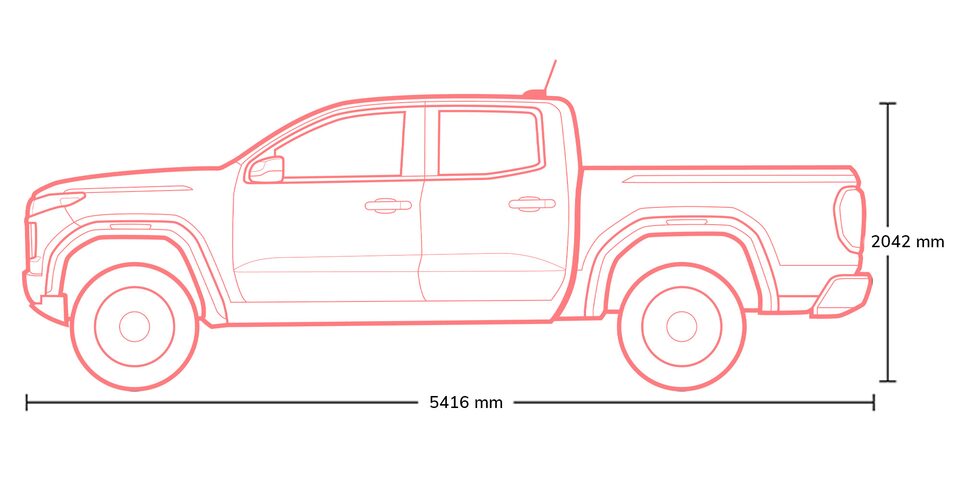 Especificaciones y dimensiones de la nueva GMC Canyon 2023, versión Denali