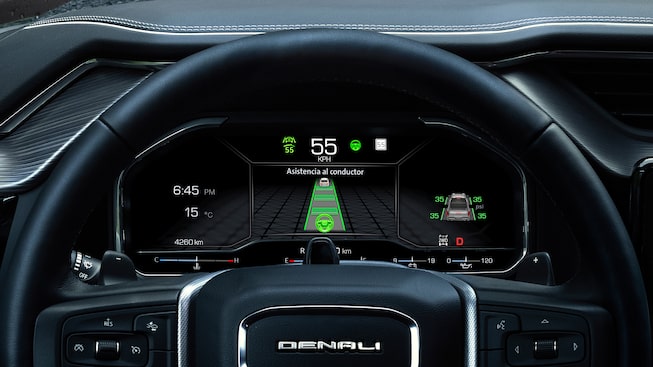 Volante con controles de audio remoto, forrado en piel de GMC Sierra 2025, pickup 4x4