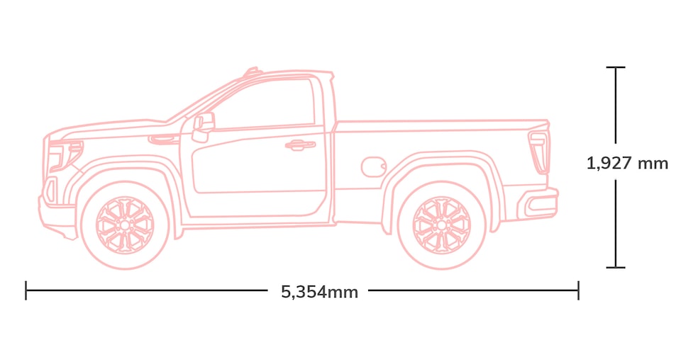 Dimensiones de pickup GMC Sierra 2025 Regular