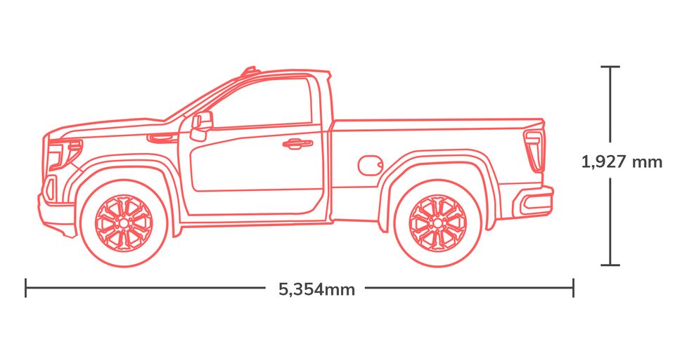 Dimensiones de Pickup GMC Sierra Regular