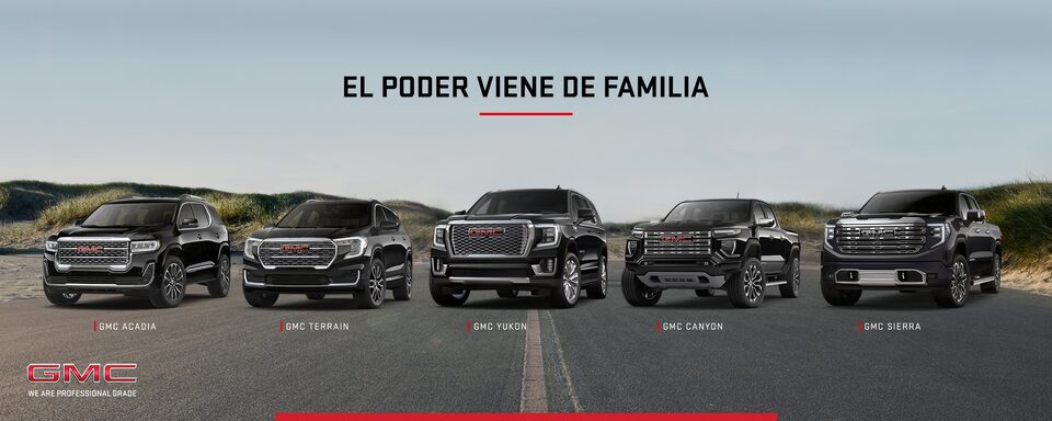 El poder viene de familia. Estrena cualquiera de los vehículos de la familia GMC: Acadia, Terrain, Yukon, Canyon y Sierra